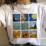 90ndate vintage Ts&auml;rk Mood Top T-s&auml;rgid Naiste Vincent Van Gogh Harajuku Esteetilised T-s&auml;rgid Naiste &Otilde;limaal Ullzang Naljakas T-s&auml;rk M