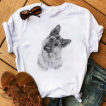 Uus armas koerak&auml;ppadega tr&uuml;kitud T-s&auml;rk Naiste suvised topid Cartoon Graphic Print 90S Girls Tee Loomade Naiste T-s&auml;rgid L