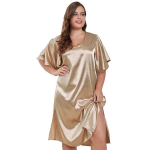 Naiste &uuml;lisuured &ouml;&ouml;s&auml;rgid Simulatsioon Siid Suures suuruses magamiss&auml;rgid L&uuml;hikeste varrukatega Satiin Sleep Lounge Kandke suuri pidžaamakleidid 1XL-4XL Koduriided 1XL