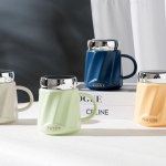 Kaanega peegeltass Euroopa stiilis keraamiline tass lihtne komplekt majapidamiskruus V&auml;&auml;rtuslik kontoriveetass 460ML