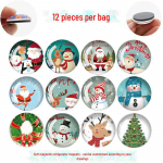 Euroopa ja Ameerika multifilmide j&otilde;ulusari: J&otilde;uluvana, lumememm, Elk Time Gem klaasist k&uuml;lmkapimagnet 25 mm Fridge Magnet Set (12 Pieces)