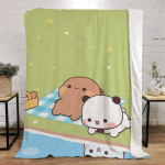 Bubu ja Dudu kootud tekk Kuninglik suurus Luksuslikud tekid Tegelased Vooditekk Interj&ouml;&ouml;riks koju Kohev Ruuduline Mikrofliis Voodipesu 75x100cm