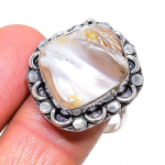 Biwa Pearl Handmade 925 Sterling Silver Jewelry Ring Size 10 e3p14