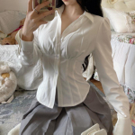 Valged Naiste pluusid Tuunikad Korea moekas s&auml;rk Chic Harajuku Preppy Elegantne naiste jaapani stiilis vabaaja JK Slim L