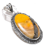 Natural Maligano Jasper Gemstone 925 Sterling Silver Jewelry Pendant 2.60 g5j84