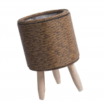 K&auml;sitsi kootud rotangist taimealus, kollane keskkonnas&otilde;bralik materjal, tugev ja vastupidav mitmetasandiline disain sisetingimustes kasutamiseks C