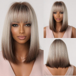 L&uuml;hikesed sirged s&uuml;nteetilised parukad naistele blondist kuni pruunini ombre Bob-parukad koos tukkidega Daily Cosplay Party kuumakindlad v&otilde;ltsjuuksed Wig-LC2067-1