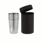 4tk/komplekt 30ml/70ml/170ml v&auml;listingimustes kasutatavad praktilised roostevabast terasest tasside ampsude komplekt Miniklaasid viskiveini jaoks koos &uuml;mbrisega kaasaskantavate joogin&otilde;ude komplekt 170ml