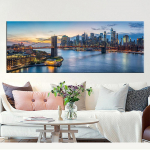 Maastik P&auml;ikeseloojang Brooklyn Bridge Panoraam L&otilde;uend Maalimine Plakatid ja tr&uuml;kised Seinakunstipildid Elutuba Kodukaunistus Ilma raamita 20*40cm