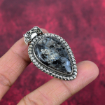 Larvikite ripats, 925 Sterling h&otilde;bedast ripats v&auml;&auml;riskivide ehted, k&auml;sitsi valmistatud ripats, imelised ehted, kingitus talle 1.97 Inches
