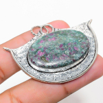 Ruby in Fuchsite Ethnic 925 Sterling Silver Jewelry Pendant 1.73 D9E03