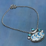 K2 Azurite, Topaz Handmade 925 Sterling Silver Jewelry Necklace 18 y9i21