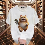 2024 Trendikas meeste puuvillane l&uuml;hikeste varrukatega &uuml;mara kaelusega koomiksiprindiga T-s&auml;rk 180g Black (Combed Cotton) Sb0251