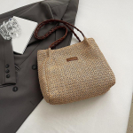 Moetrend Kevad/Suvi &Otilde;lgedest Punumine Naiste Kott &Otilde;lakott Suure Mahutavusega T&ouml;&ouml;les&otilde;idu Kott Reisimiseks 28x9x26cm khaki