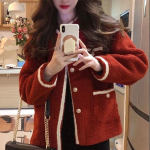 S&uuml;gis- ja talvine naiste kampsun vabaaja &otilde;huke sviiter, v&auml;ike aromaatne tuul naiste punane jope Naiste disain top One Size