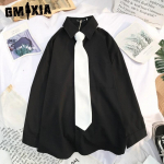 GMXIA naistemood vabaaja &uuml;hev&auml;rvilise tr&uuml;kiga pikkade varrukatega POLO kaelusega pluusid ja s&auml;rgid S valge