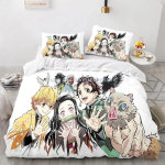 Demon Slayer Agatsuma Zenitsu Tekikate Komplekt HD Tekikate Poiste Voodipesu Komplektid Voodipesu Magamistoa Kaunistus EU single(135x200cm) white
