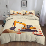 Poiste ekskavaatori voodipesu tekikate Kuninglik voodi Inseneriehituss&otilde;idukid Ekskavaator Lapsed Poisid Tekikate komplekt padjap&uuml;&uuml;riga 90x200cm beige