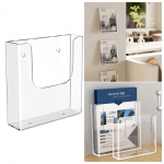 Acrylic Brochure Holder Flyer Display Stand Easy to Install Modern Wall Mount Organizer Literature A5
