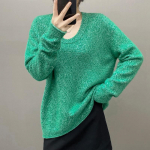 Qinghe 100% puhas ka&scaron;miir naiste kampsun - &Uuml;lipehme luksuslik talvine pullover L roheline