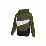 Nike Spordir&otilde;ivad Swoosh Suure Logoga Tr&uuml;kiga Kapuutsiga Kootud Jakk Meeste Jakk Oliivroheline DD5968-326 L