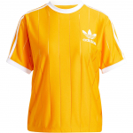 Adidas Originals Adicolor Seeria Triibuline Pehme &Uuml;mmarguse Kaelusega Pullover L&uuml;hikeste Varrukatega T-s&auml;rk Naiste T-s&auml;rgid Kollane IY7224 S