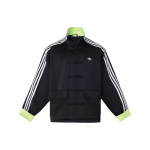 Adidas Originaalid Cn Tt Satiin Uus Hiina Stiil Tangi &Uuml;likond N&ouml;&ouml;p Triibuline Pikkade Varrukatega Retro Sport P&uuml;stkrae Jakk Unisex Jakk Must JD3380 XL