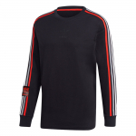 Adidas Originals Chile 20 Triibuline Pehme &Uuml;mmarguse Kaelusega Pikkade Varrukatega T-s&auml;rk Meeste Topid Must GJ6774 L
