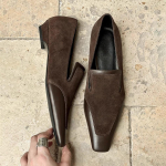 Moodsad Naiste Suede Lamedad Mokassiinid Kingad Vabaaja Ruudukujulise Varbaga Disainer Kingad Mood Uued Jalutusk&auml;igu Kleidi Mugavad Kingad Br&auml;nd Mujer De Zapatillas 40 pruun