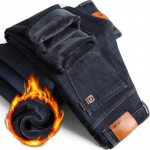 Meeste fliisist soojad teksad talveks paksendatud pl&uuml;&uuml;sist sametist &auml;ri kontori denim p&uuml;ksid br&auml;ndi riided venivad vabaaja meestep&uuml;ksid 40 sinine