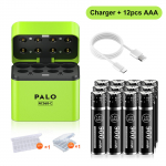 PALO 3400mWh Li-ion 1,5V AA ja AAA laetavad patareid koos 8-kanalilise magnetilise klapplaadijaga 1,5V 2A 3A liitiumpatareide jaoks 12AAAbattery 1charger
