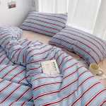 Lihtne stiil Punane ja sinine triibuline tekikott voodilina komplekt Pesta puuvillane voodipesu komplekt 1.5x2m 3pcs