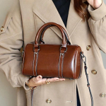 Ehtne nahast k&auml;ekott, Naiste &otilde;livahaga veisenaha crossbody kott, Trendikas kott, Luksuslik Boston padjakott One Size kohv