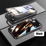 360 t&auml;iskaitsega metallist magnetiline kahepoolne klaasist kl&otilde;pslukuga telefoni&uuml;mbris iPhone 17 Air 16 15 14 13 12 11 Pro Max jaoks Objektiivi kaitsekate For iPhone 17 must