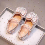 Princess Shoes for Girls, New Children's Shoes to Match Dresses, Soft Sole Rhinestone Elsa Crystal Shoes for Little Girls 36Code：22.5cm roosa