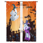 Halloween Ghost Skull Hauakivi l&auml;bipaistvad kardinad Koduakna kaunistused Voile t&uuml;llkardinad elutuppa Magamistoa k&ouml;&ouml;k W135 x H115cm x1