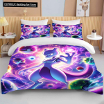 10 suurust Pokemon Mewtwo tr&uuml;kiga voodipesukomplekt multikas anime tekikott tekk padjap&uuml;&uuml;r poisid t&uuml;drukud lapsed t&auml;iskasvanud king suurus kingitus EU single(135x200cm) white