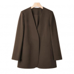 Naiste &uuml;likonnajakk kraeta pikkade varrukatega &uuml;hev&auml;rviline vabaajajakk lahtise l&otilde;ikega n&ouml;&ouml;pideta kardiganstiilis pealisr&otilde;ivas t&ouml;&ouml;riietus XL kohv