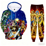 Anime Saint Seiya 3D Prindiga Hupparid Komplekt Mees Naine Treeningp&uuml;ksid 2tk Komplektid Uus Laste Pullover Cosplay Mees Jooksup&uuml;ksid 2XL blue