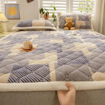 1 tk Talvine Piimveluur Paks Soe Voodilina Voodikate &Uuml;hekohaline Kahekohaline Pehme &Otilde;huke Kokkupandav Madratsikate Tatami P&otilde;rand Tepitud Matt 90x200cm 1pc