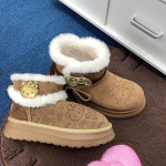 Moodsad lumekingad kikilipsu ja animatsioonimotiiviga naistele, armsad soojad puuvillased kingad, kawaii talvised libisemiskindlad l&uuml;hikesed saapad, j&otilde;ulud, paksude tallaga l&uuml;hikesed saapad 39 vaarika