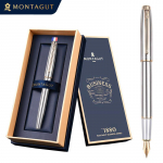 Montagut Classic H&otilde;bedane ja Kuldne Viimistlusega T&auml;itesulepea Iriidium 0.5mm Peen Kirjatarve Kirjutamiskingitus Pliiats Kingikarbiga Only One Pen