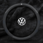 For Volkswagen T-ROC T-Cross Touareg Polo Passat Golf GTI Beetle Magotan Tiguan CC Carbon fiber Leather Car Steering Wheel Cover O Leather White
