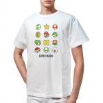 Fine Plus L&uuml;hikeste Varrukatega Super Mario T-s&auml;rk Ikoonidega: Mario, Luigi, Yoshi ja Boo.