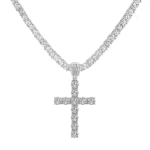 Meeste naiste Hip Hop Cross ripats kaelakee 4 mm tsirkoon tennise ketiga Iced Out Bling kaelakeed Hiphop ehted mood 18inch(45cm) white