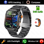 Uus GPS 6 satelliitpositsiooniga nutikell 2,01 HD LED-taskulamp 540 mAh BT-k&otilde;ne 100+ spordikompass IP68 veekindel nutikell Orange silicone gray