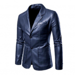 Meeste &uuml;hev&auml;rviline kunstnahast &uuml;likond, mantel rev&auml;&auml;ridega pikkade varrukatega taskud, &uuml;herealine &auml;rijope tuulekindlad v&auml;lisr&otilde;ivad 4XL tumesinine v&auml;rv