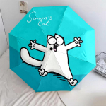 1 tk automaatselt kokkupandav vihmavari - Simon's Cat muster, kaasaskantav ja kokkupandav disain 8 ribiga, j&otilde;ulu- ja s&uuml;nnip&auml;evakingitused Q0035 mitmev&auml;rviline