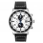 Citizen Eco-Drive Aviator Kronograaf Nahkrihm Valge sihverplaat CA0880-07A 100M Meeste k&auml;ekell valge