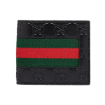 Gucci Vintage Logo Triip Web L&uuml;hike Klapp Nahast Rahakott Meeste rahakott Must Punane Roheline 408827-CWCLN-1060 Basic Set (Bag+Dust Bag)